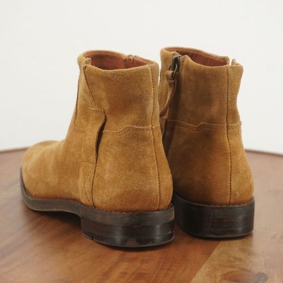 Franco Sarto Womens Malina Ankle Boots Booties Tan Brown Suede Zip Block 6.5M - Picture 5 of 9